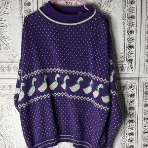 Vtg Duck Knitted Sweater